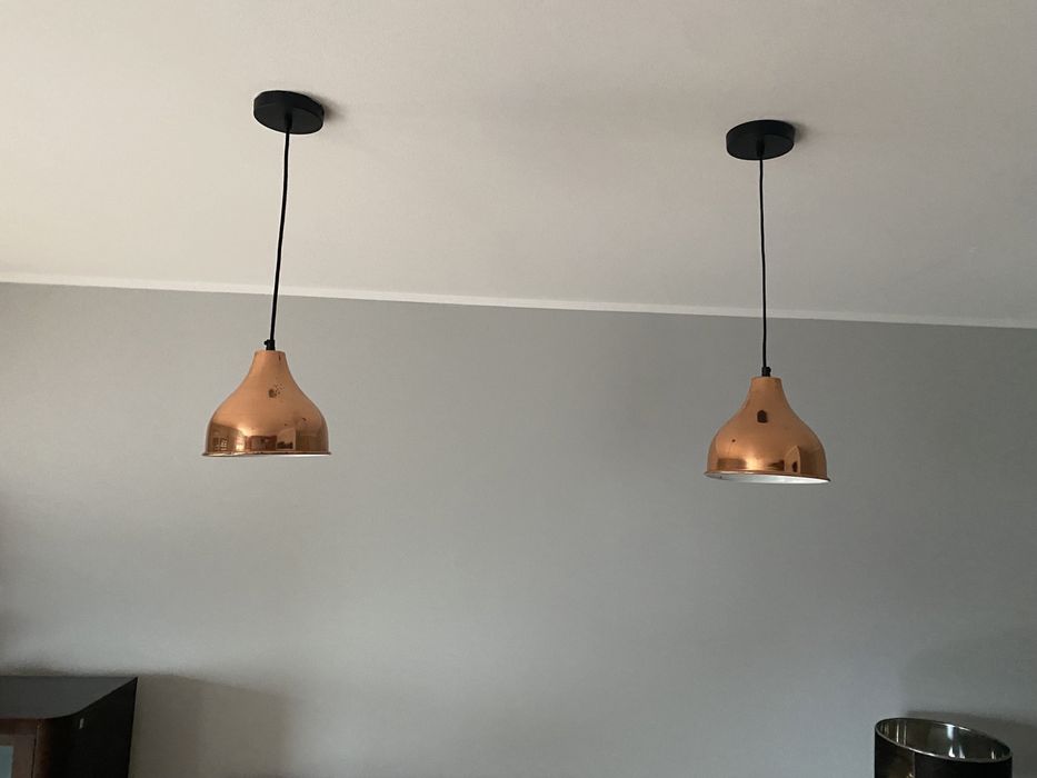 Dwie lampy wiszące kolor miedziany