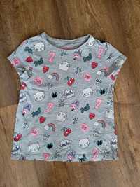 Szara koszulka krótki rękaw w kotki 110/116 dla dziewczynki