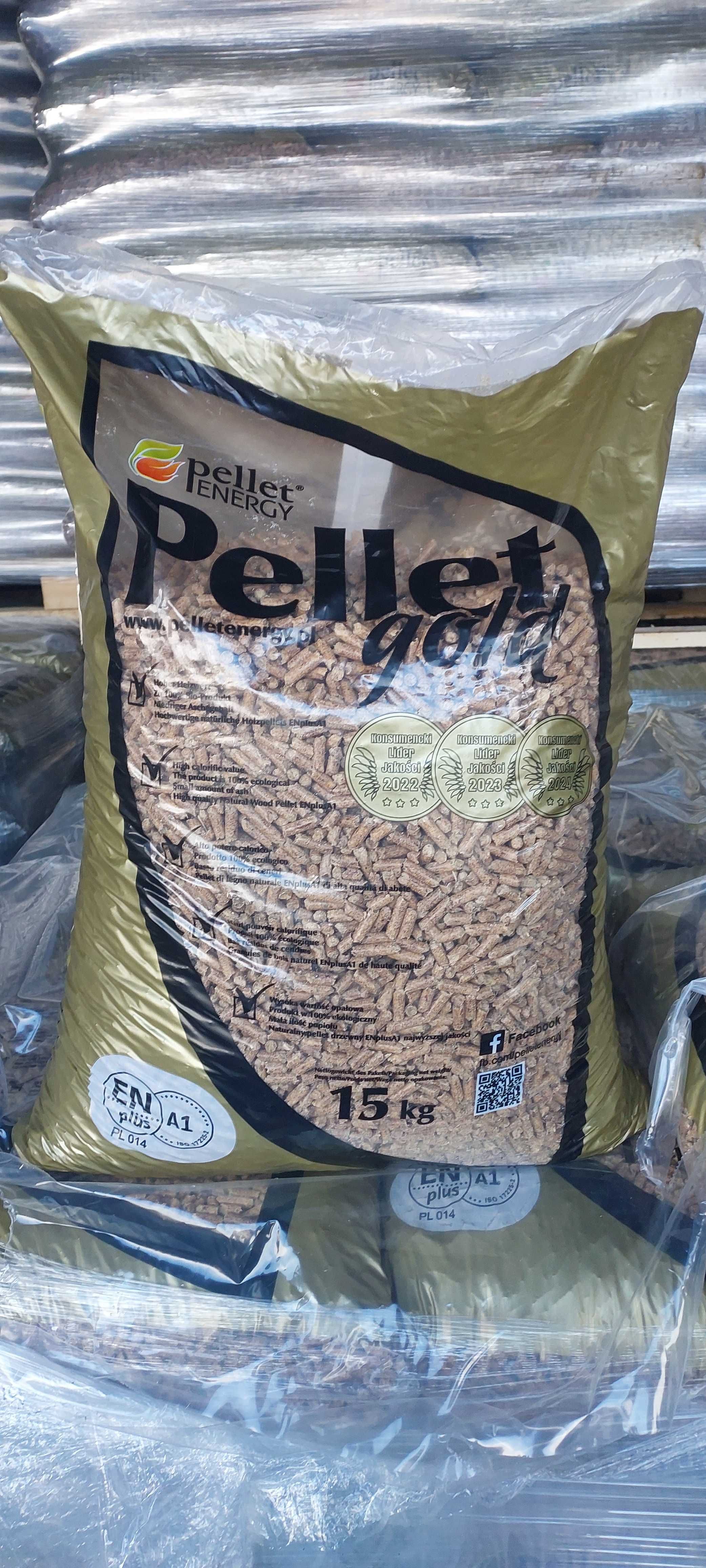 Pellet GOLD Energy certyfikowany ENplusA1 worki 15 kg - 5,0 kWh