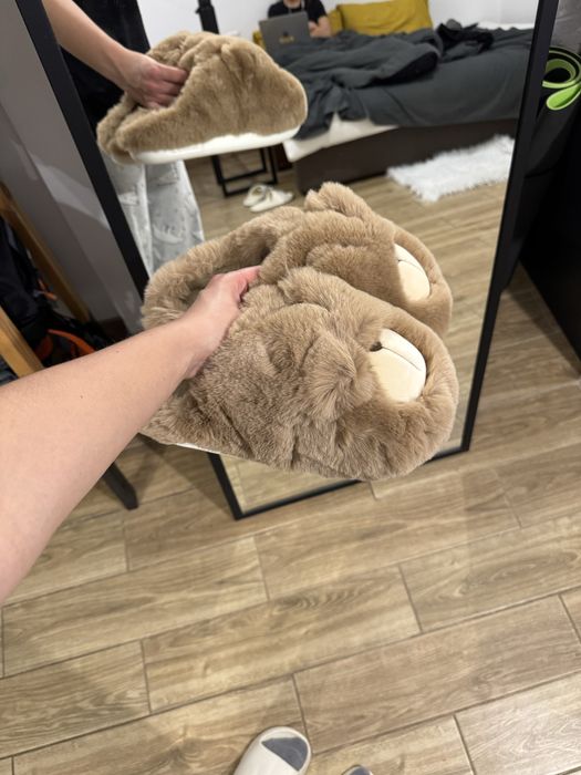 Плюшеві мʼякі домашні капці ведмедики тапки