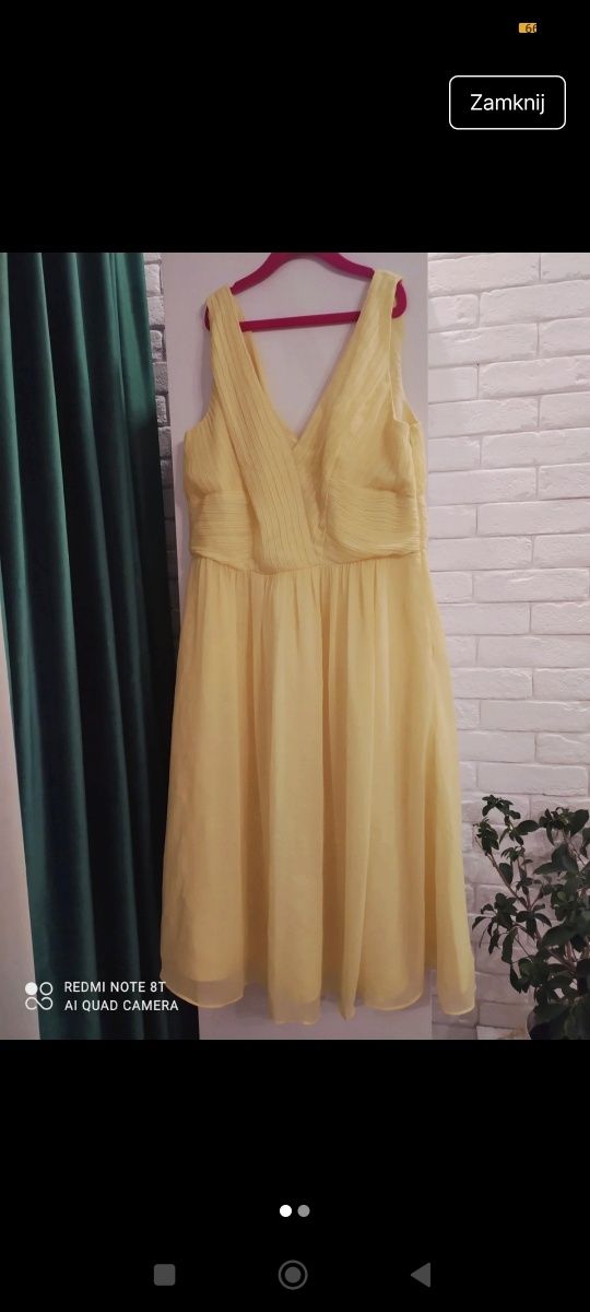 Sukienka h&m mama córka r 80/86 damska r m/L cytrynowa żółta