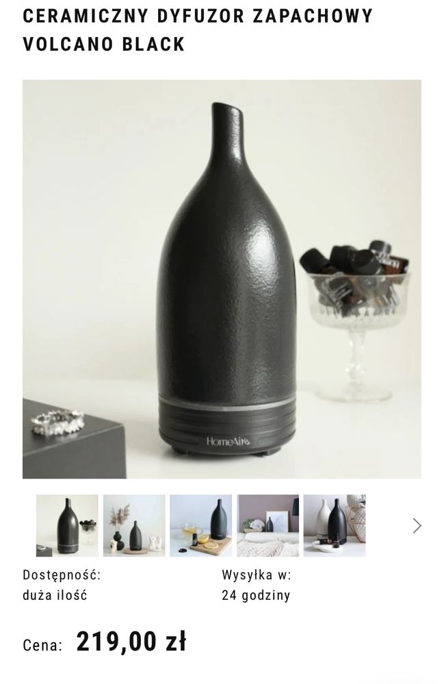 Ceramiczny dyfuzor zapachowy Volcano Black Homeair - nawilzacz czarny