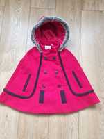 Czerwony płaszczyk z kapturem, pelerynka marki Sugar Pink, roz. 104