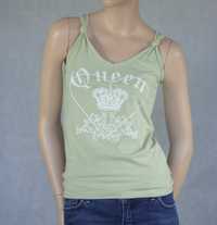Quiz bluzka koszulka na ramiączkach bokserka top zielona nadruk queen