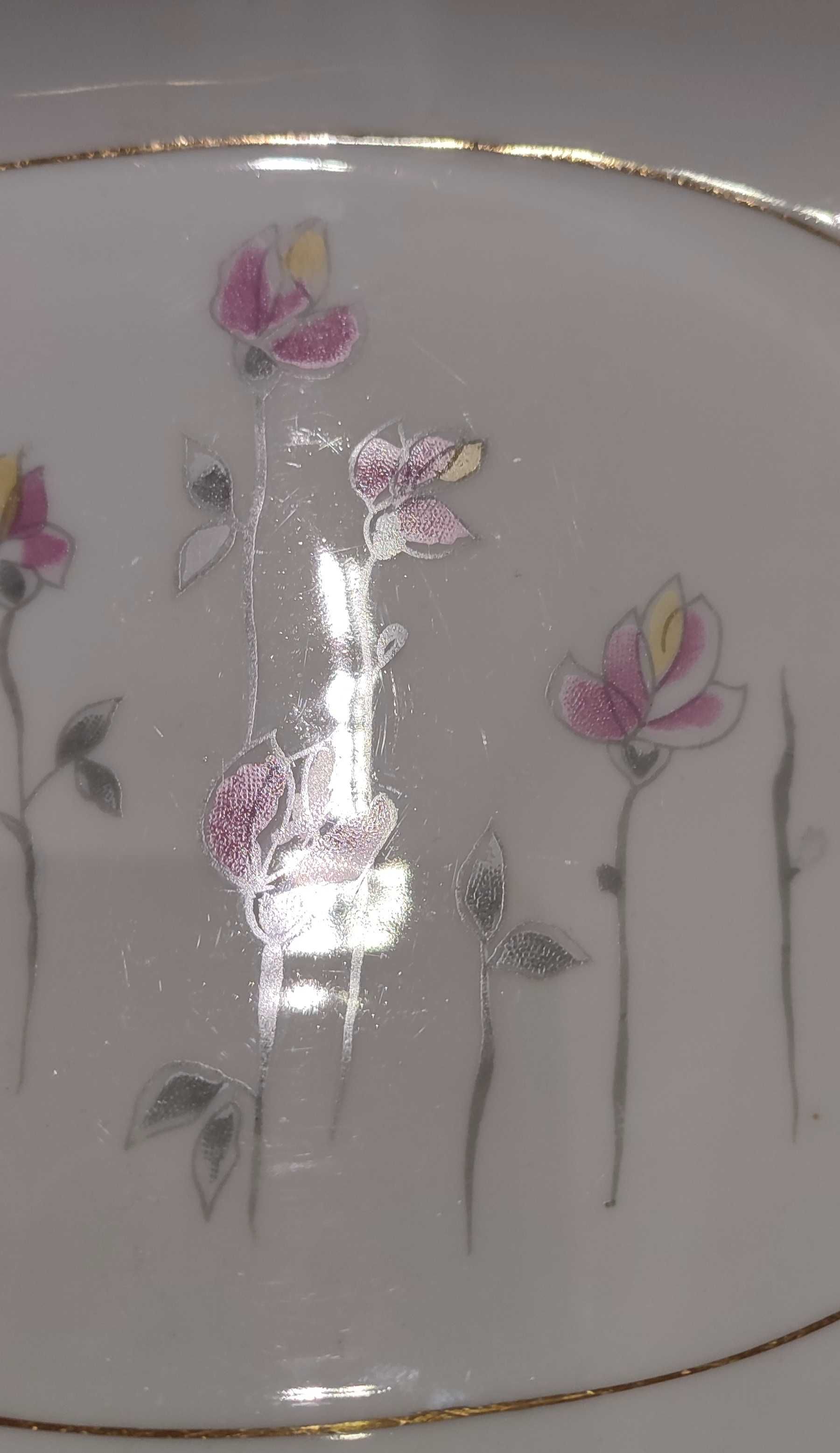 Patera taca porcelanowa owalna Wałbrzych kwiaty