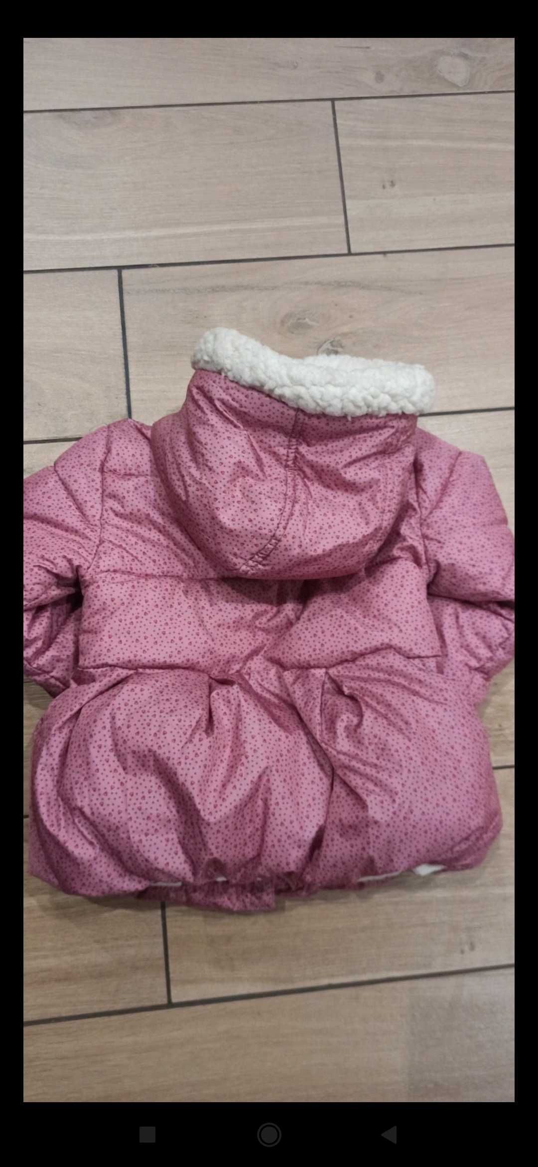 Kurtka dziewczęca piękna zimowa z kapturem płaszczyk