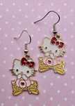 Hello Kitty kotki kotek bajkowe złote kolczyki kawaii cute Modne