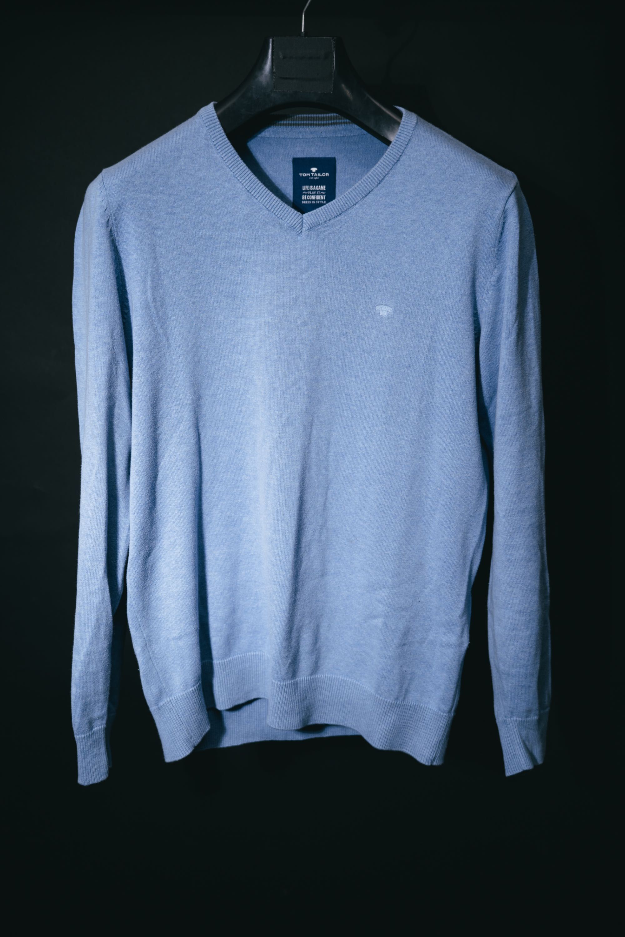 Bawełniany sweter męski Tom Taylor rozmiar L błękitny stan dobry