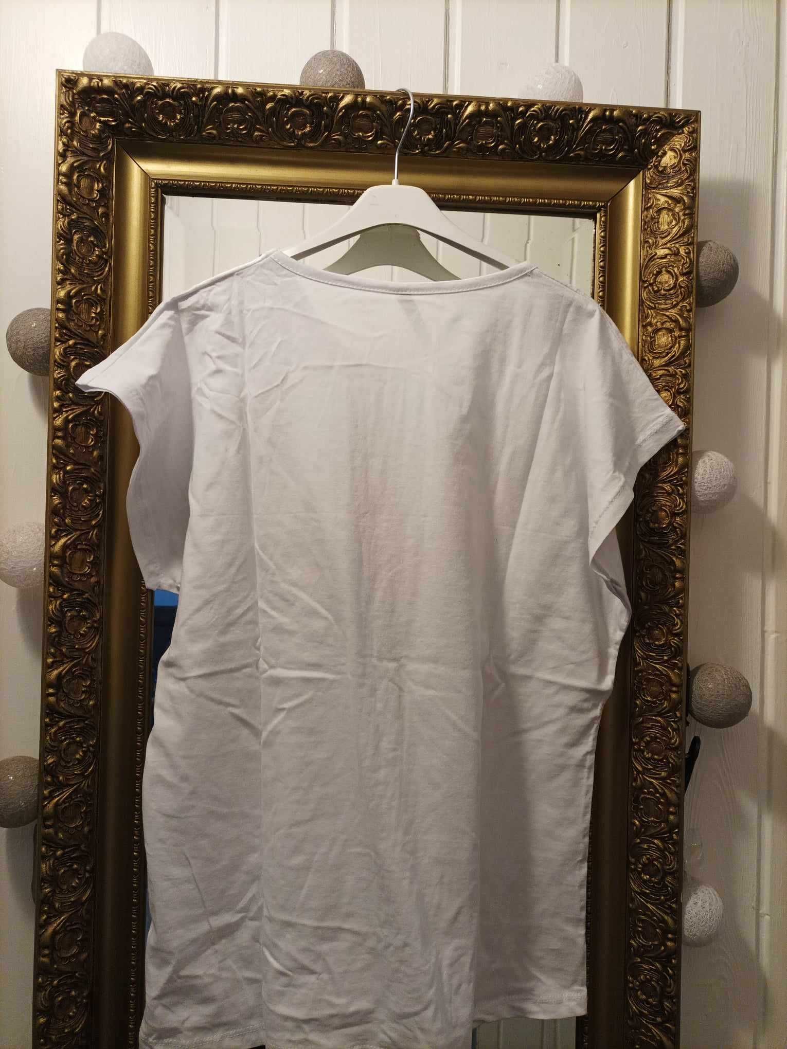 T-shirt damski biały z rowerem 100% bawełna.