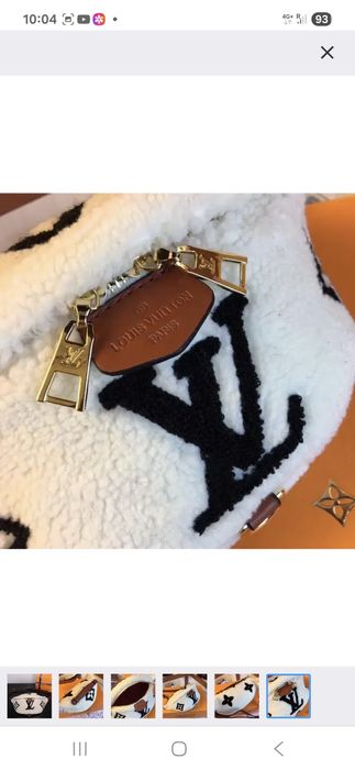 Сумка на пояс, бананка, нагрудник Луї Вітон канва Monogram + хутро