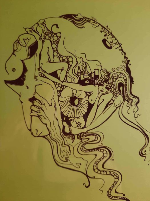 Akt Abstrakcja Grafika na Metalu Sygnatura Autorska