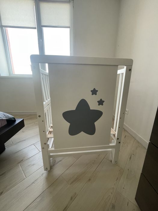 Ліжечко дитяче Labona Зірка шарнір+підшипник, відкидна боковина+матрац