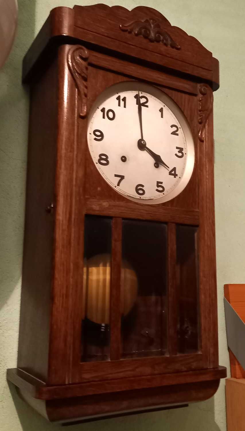 Zegar wiszący drewniany stary antyk ścienny