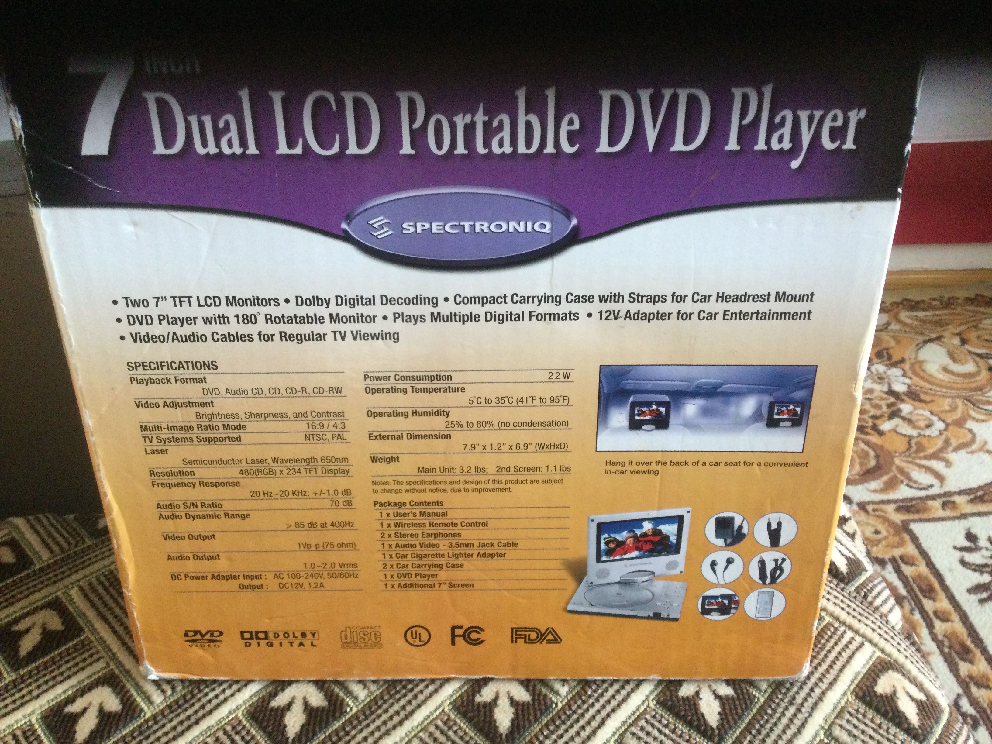 Spectroniq Odtwarzacz DVD do samochodu