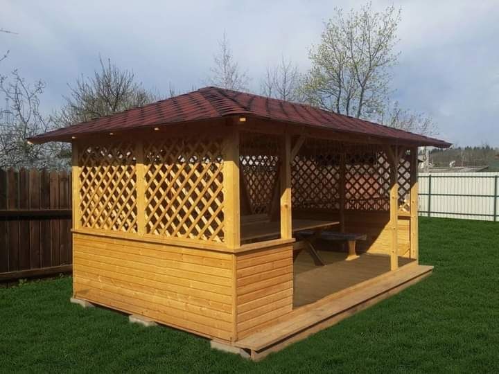 Альтанка дерев'яна бесідка_тераса_бесєдка_навіс_беседка_бісєдка