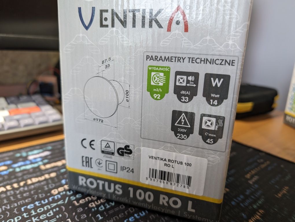 Витяжний вентилятор Ventika Rotus 100 RO L