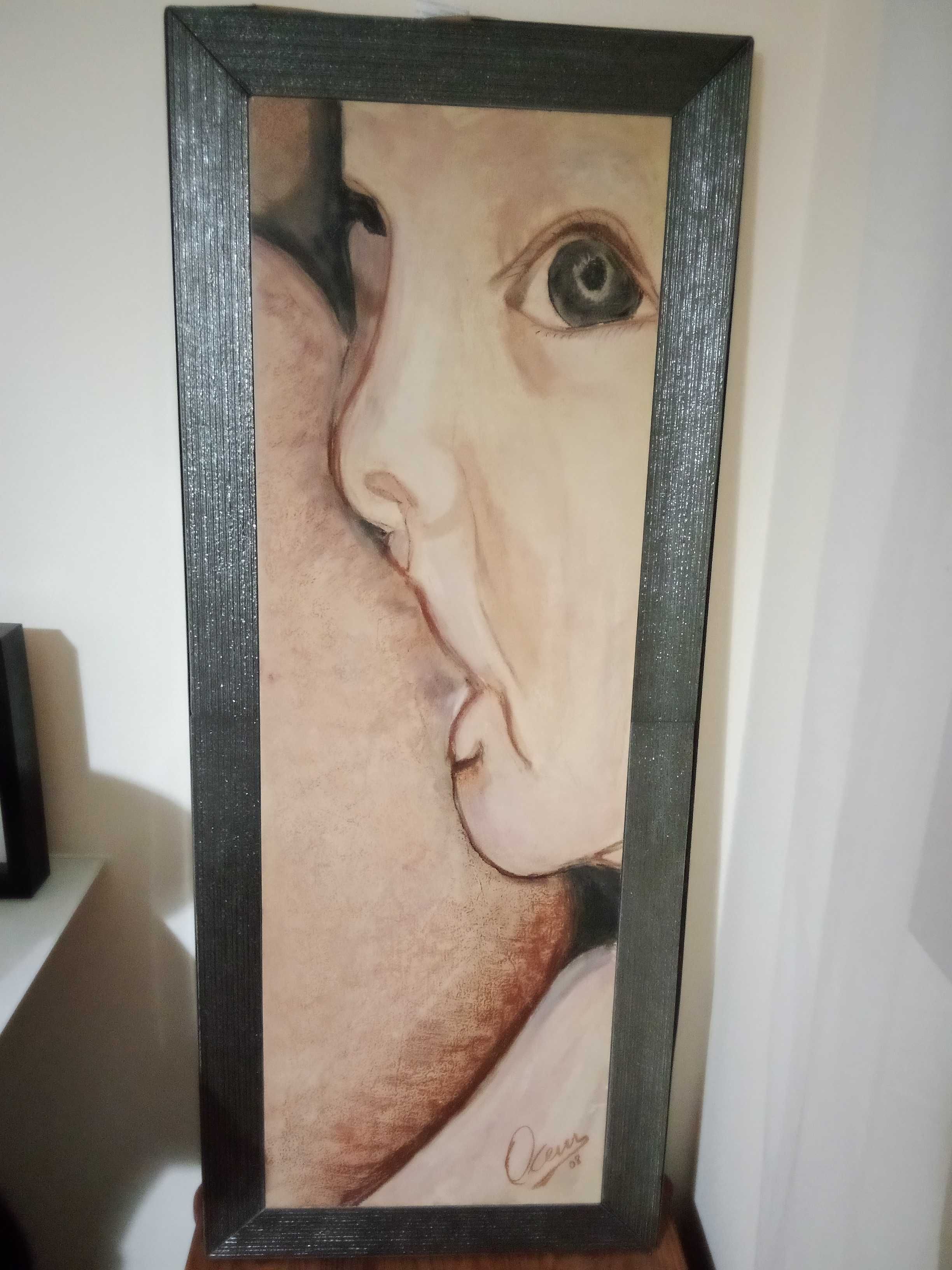 Quadro de pintura em tijoleira