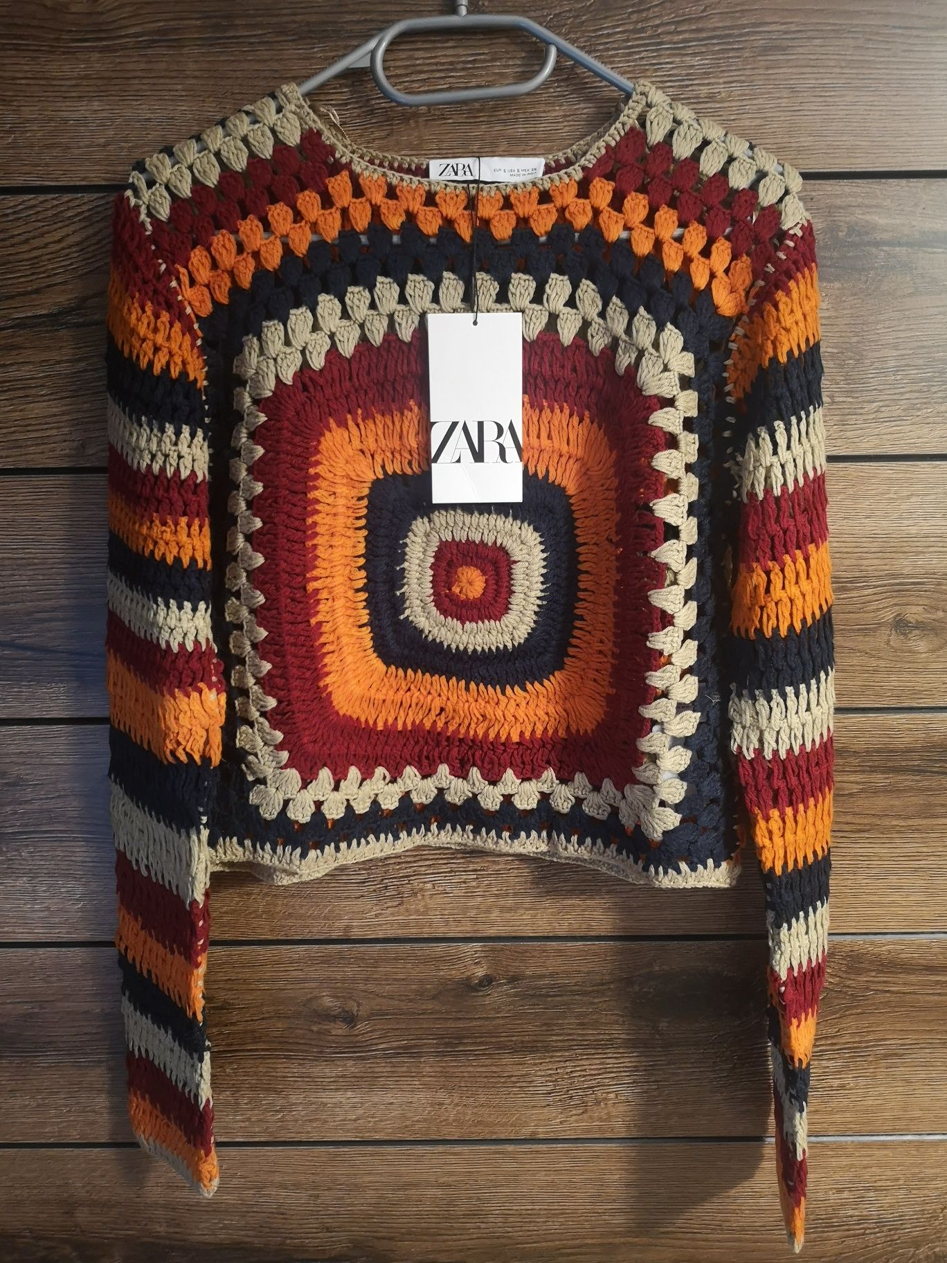 ZARA sweter z dzianiny szydełkowej rozmiar S