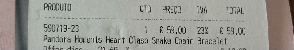 Pulseira Pandora Malha Snake com Coração – Tamanho 23 cm