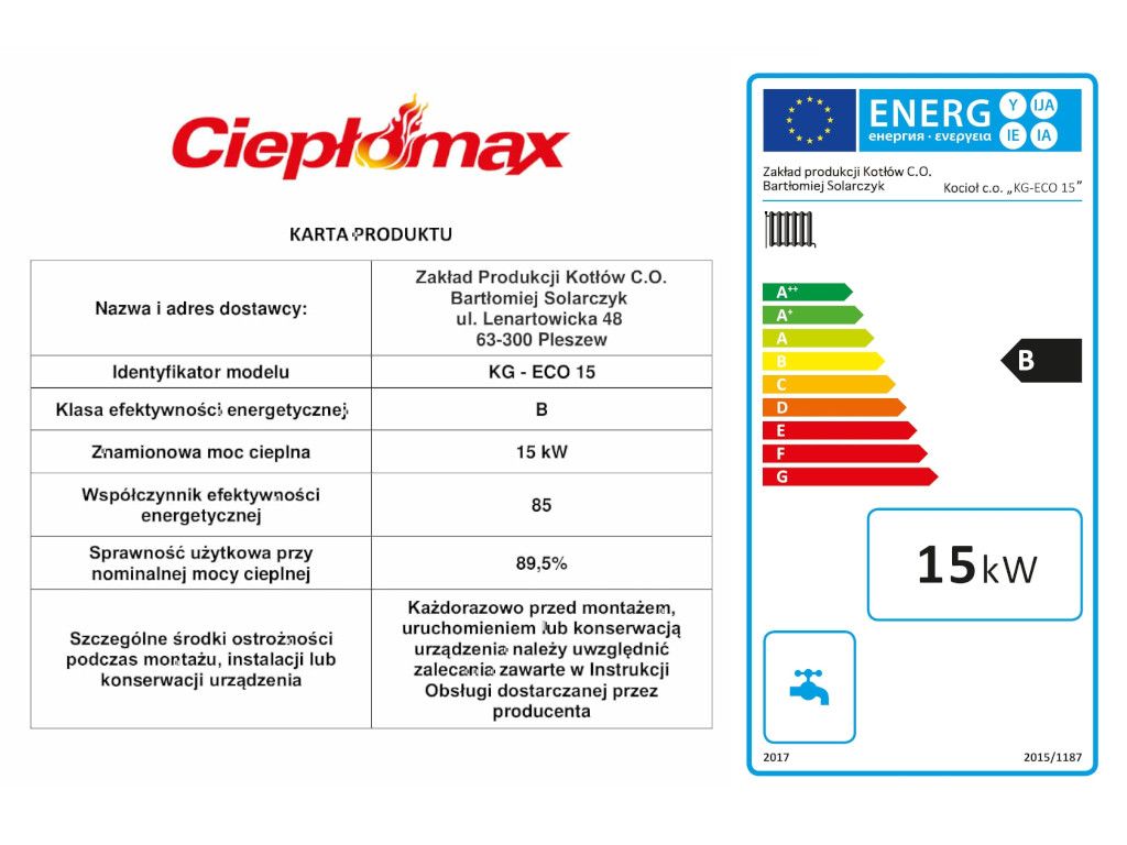 Kocioł piec kotły CO z podajnikiem EKOGROSZEK 15KW 100m2 5 KLASA