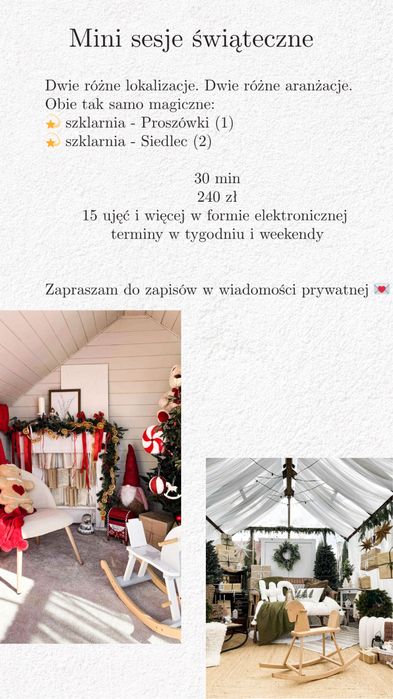Mini sesje świączne 2025 szklarnia studio dom