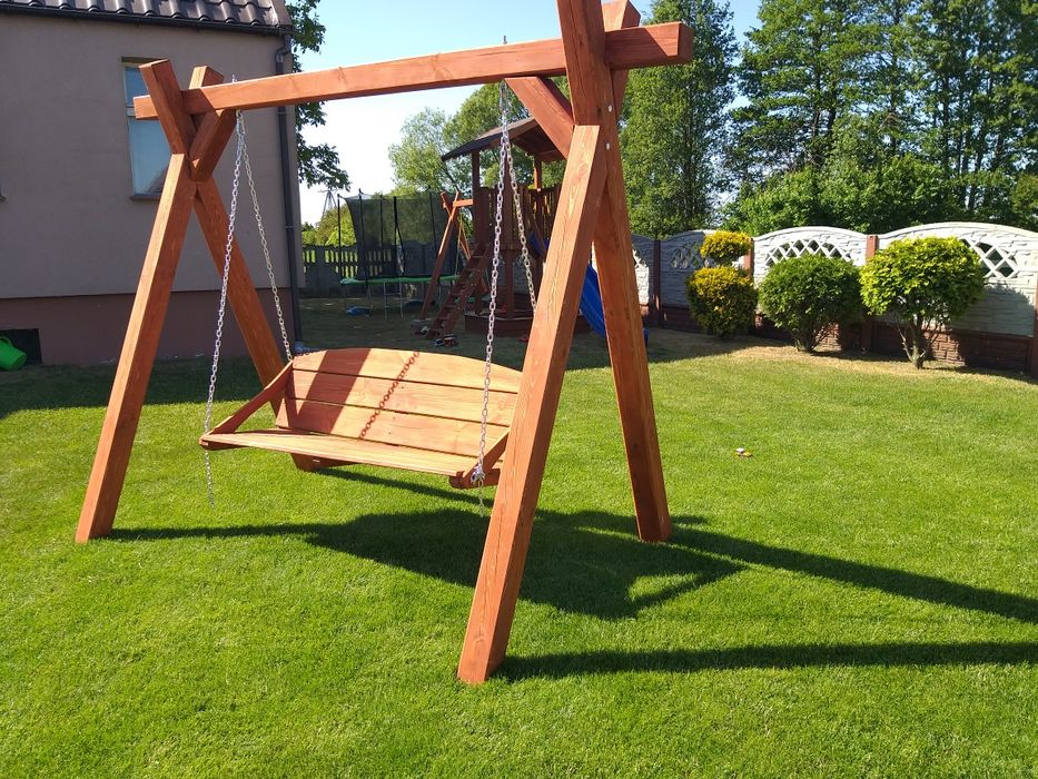 SOLIDNA drewniana huśtawka ogrodowa, bujawka ogrodowa