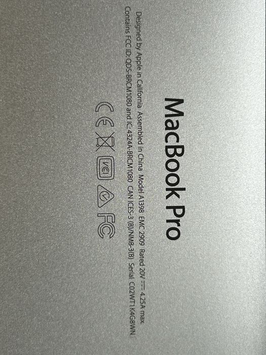 Ноутбук Apple MacBook Pro 15 Retina 2015 А1398.