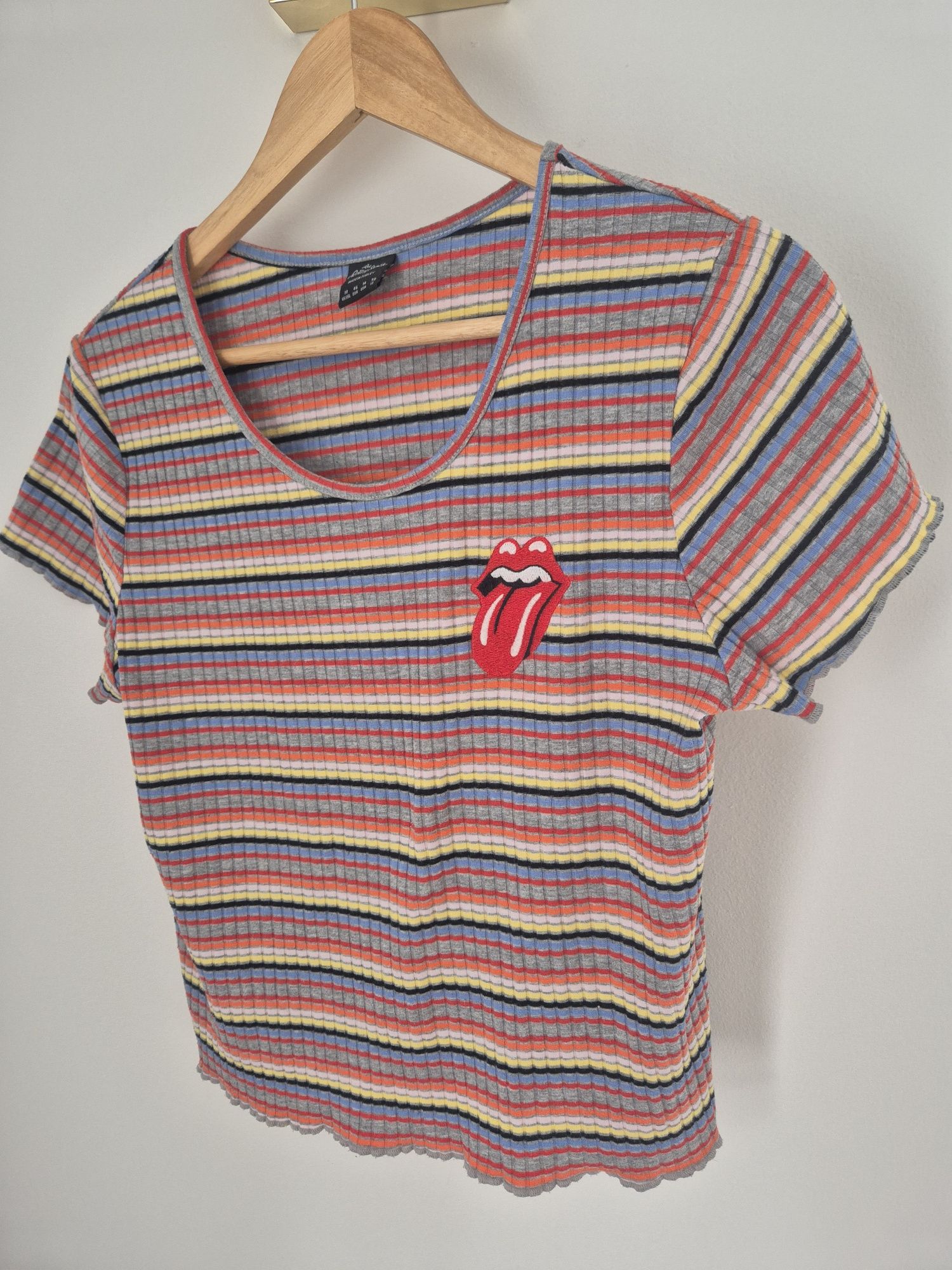 Koszulka crop top na lato w paski kolorowa Summer bawełna cotton Rolli
