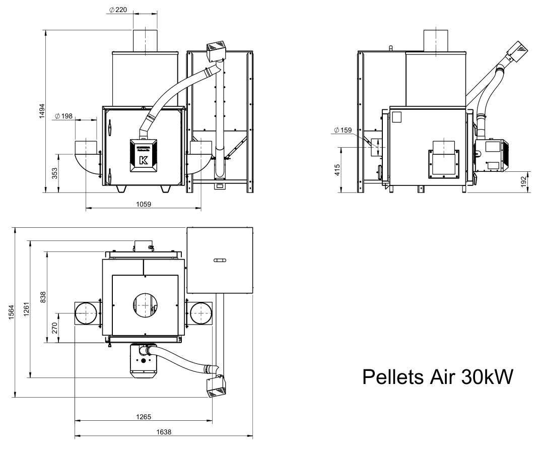 Nagrzewnica powietrza Kostrzewa Pellets Air 30 kW - NOWA