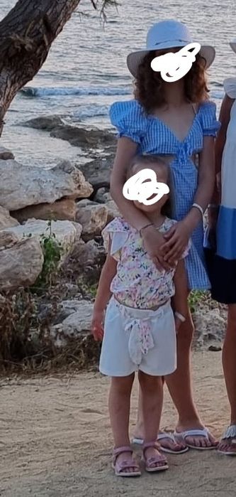 Sukienka młodzieżowa damska XXS 32 błękitna kratka letnia