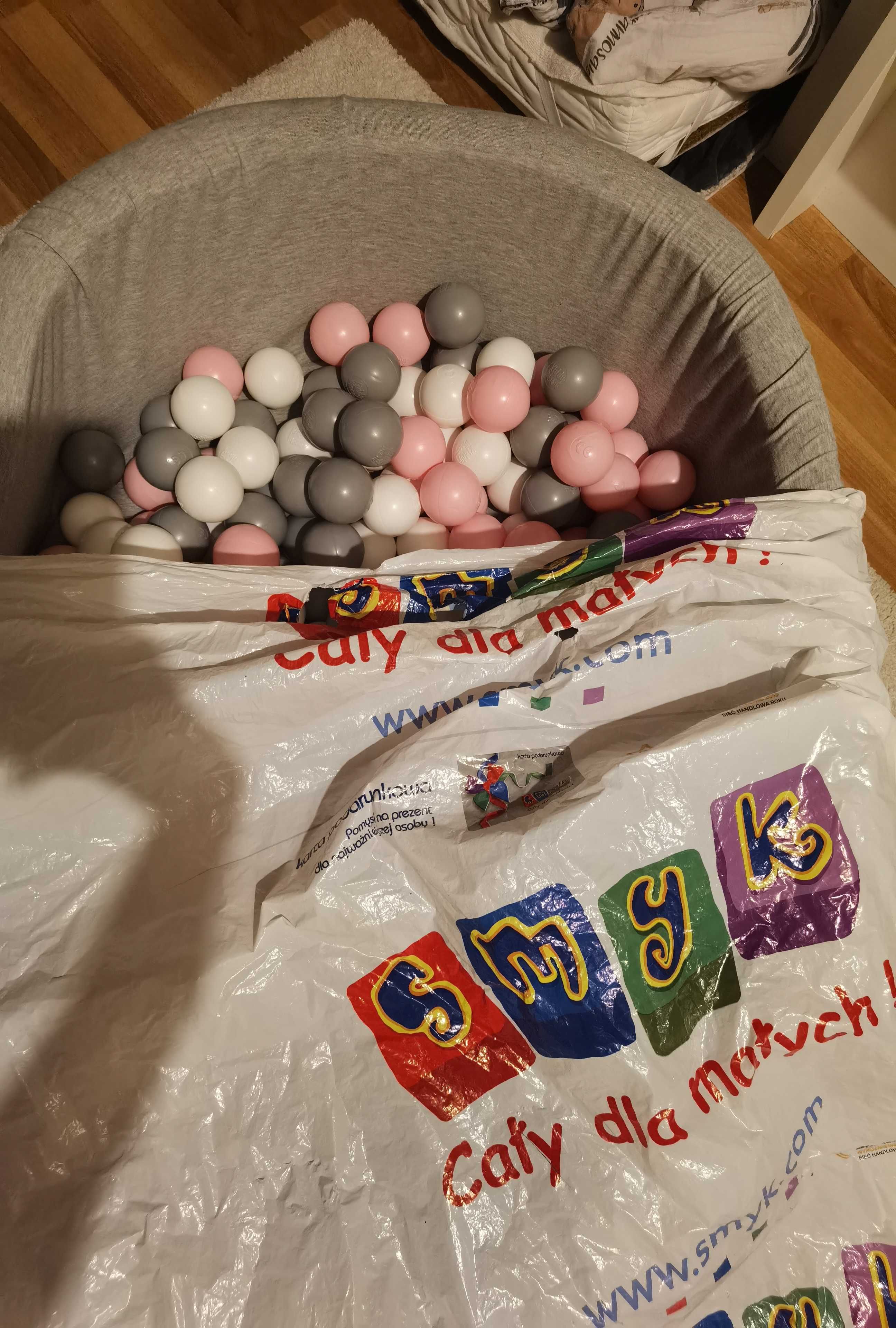 Suchy basen z kulkami Smyk szary kulki różowe białe szare 90 cm