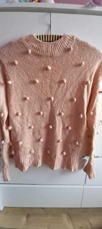 Vero Moda sweter pompony pudrowy 36