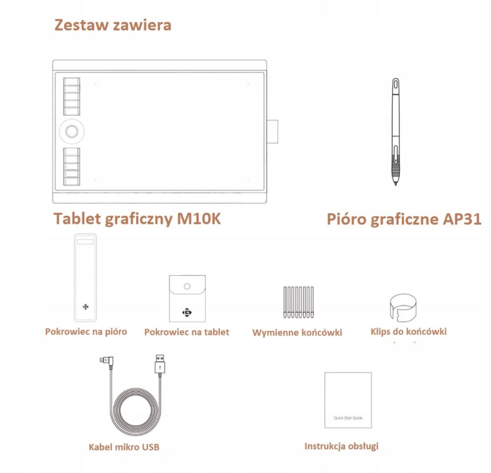 Tablet graficzny Gaomon M10K z piórem pasywnym 8192 poziomy nacisku