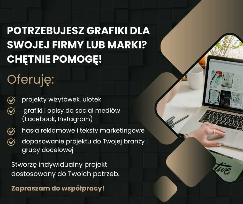 Projekty wizytówek, ulotek, grafiki na Facebooka + teksty i opisy !