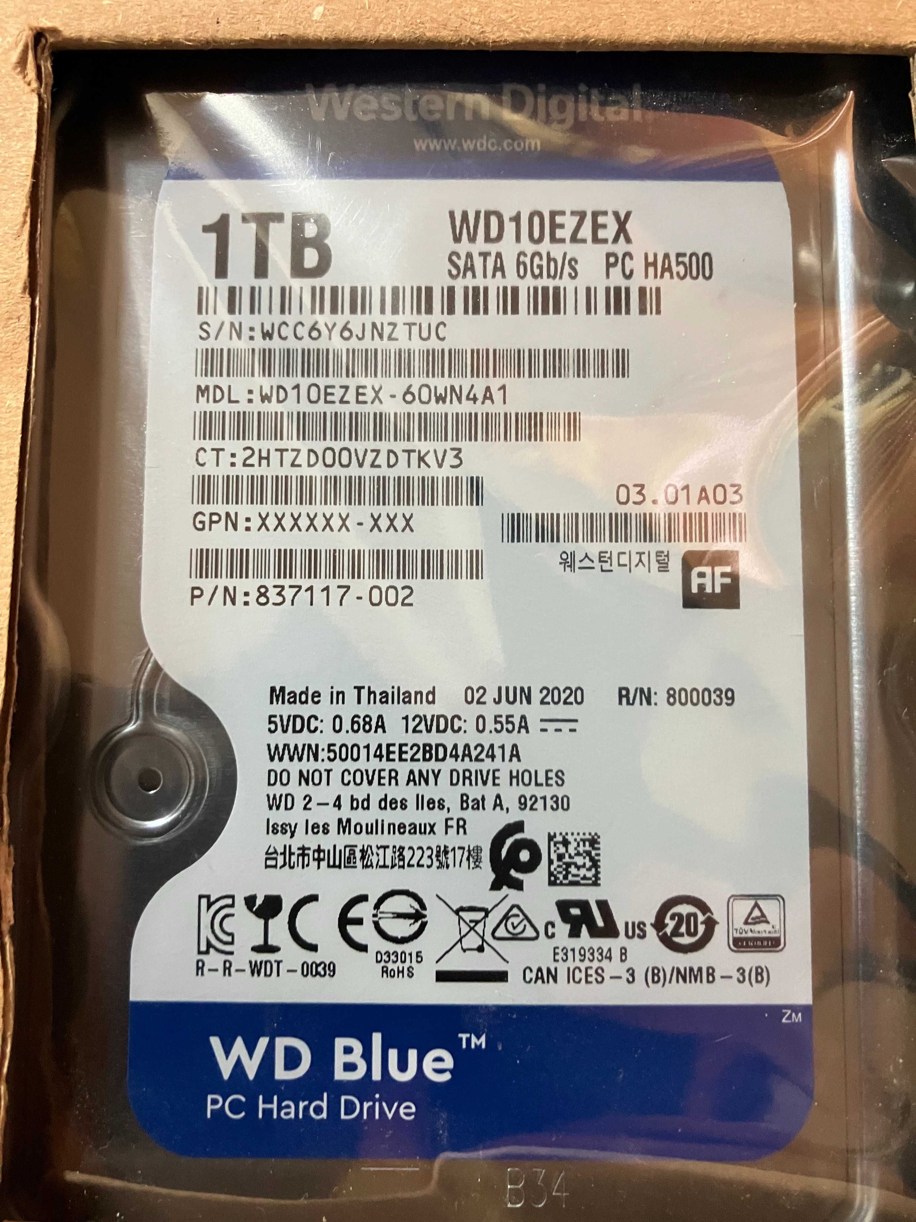 Жорсткий диск Western Digital Blue 1TB 7200rpm 64MB WD10EZEX