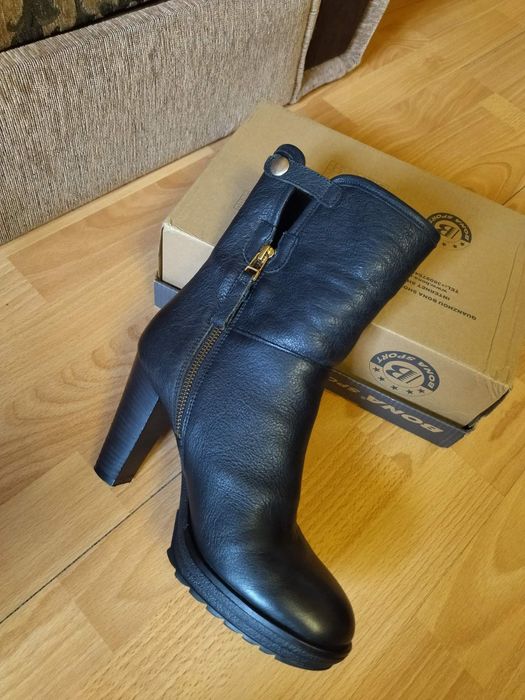 Зимові, шкіряні, жіночі ботильйони, чоботи, полусапожки