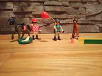 Playmobil jeździec z koniem + dżokej z balonem