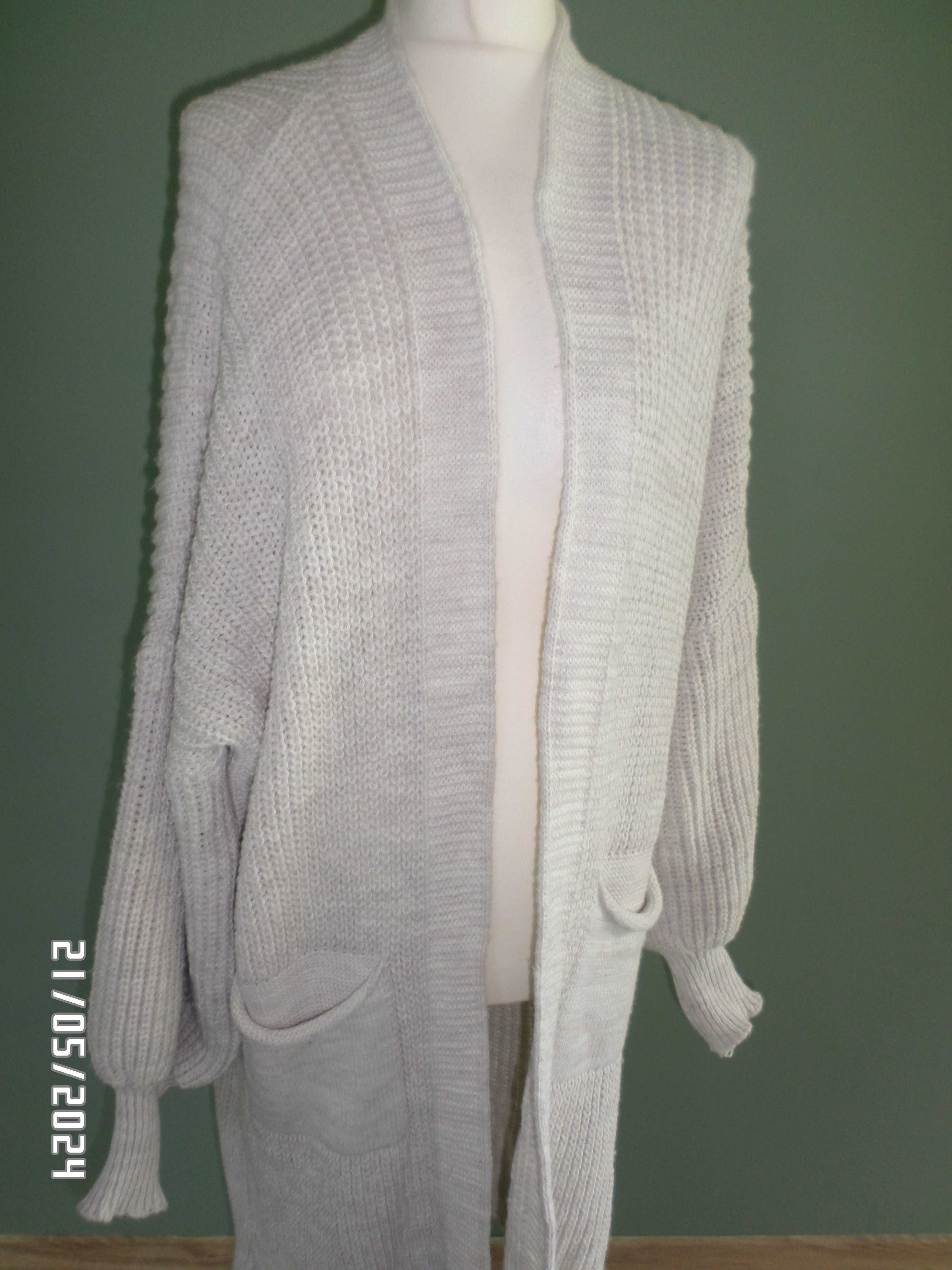 piękny damski sweter długi-xl/xxl-kardigan z kieszeniami