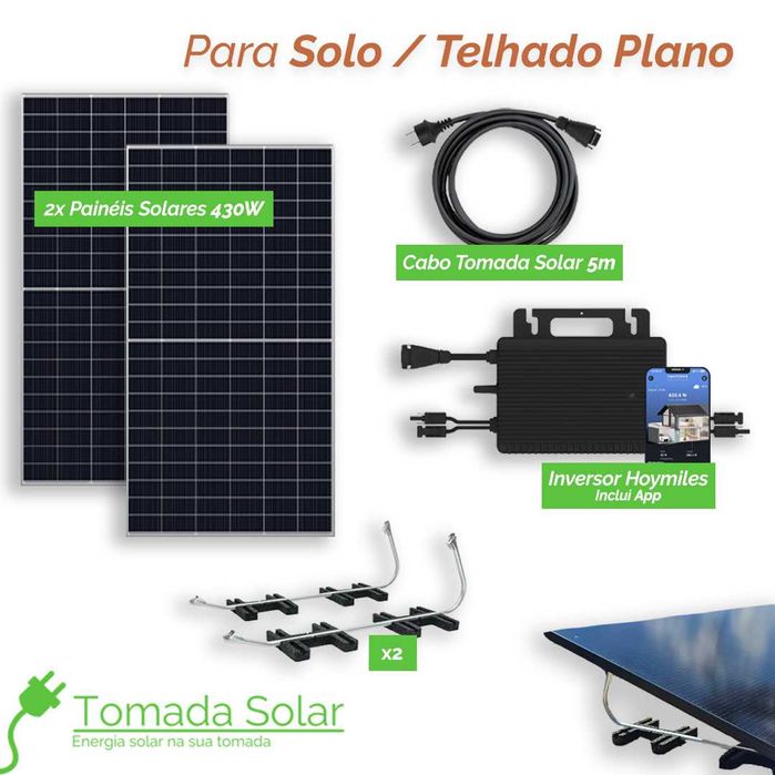 Kit Solar de Ligar a Tomada com Wifi - Montagem no Solo