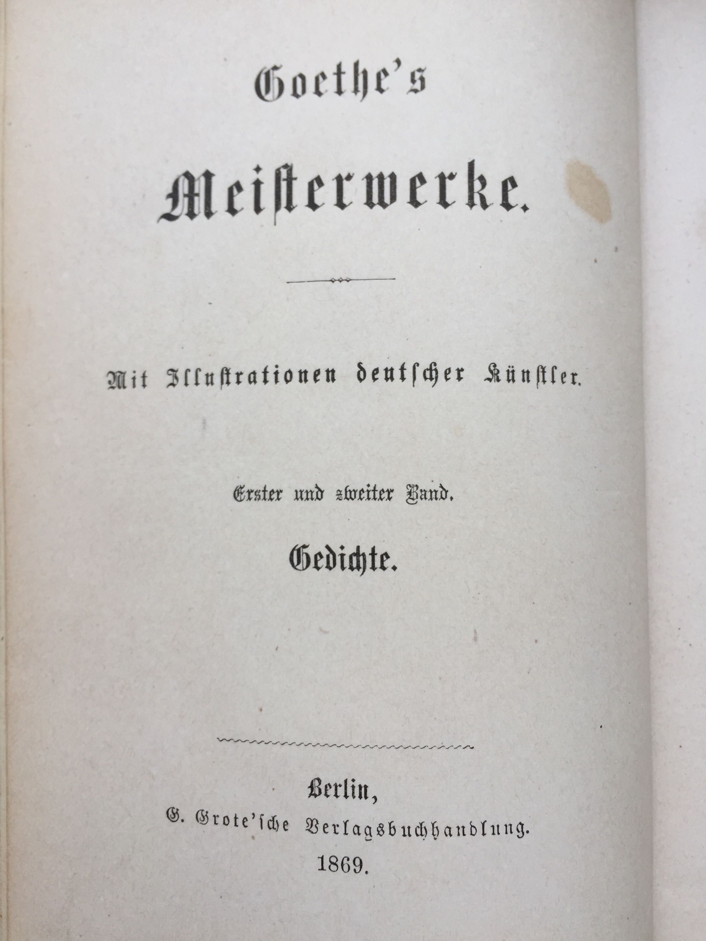 Антикварна книга Гёте 1869-1870 рік видання, 5 томів