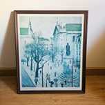 Quadro Antigo " Praça de Camões " de Abel Manta