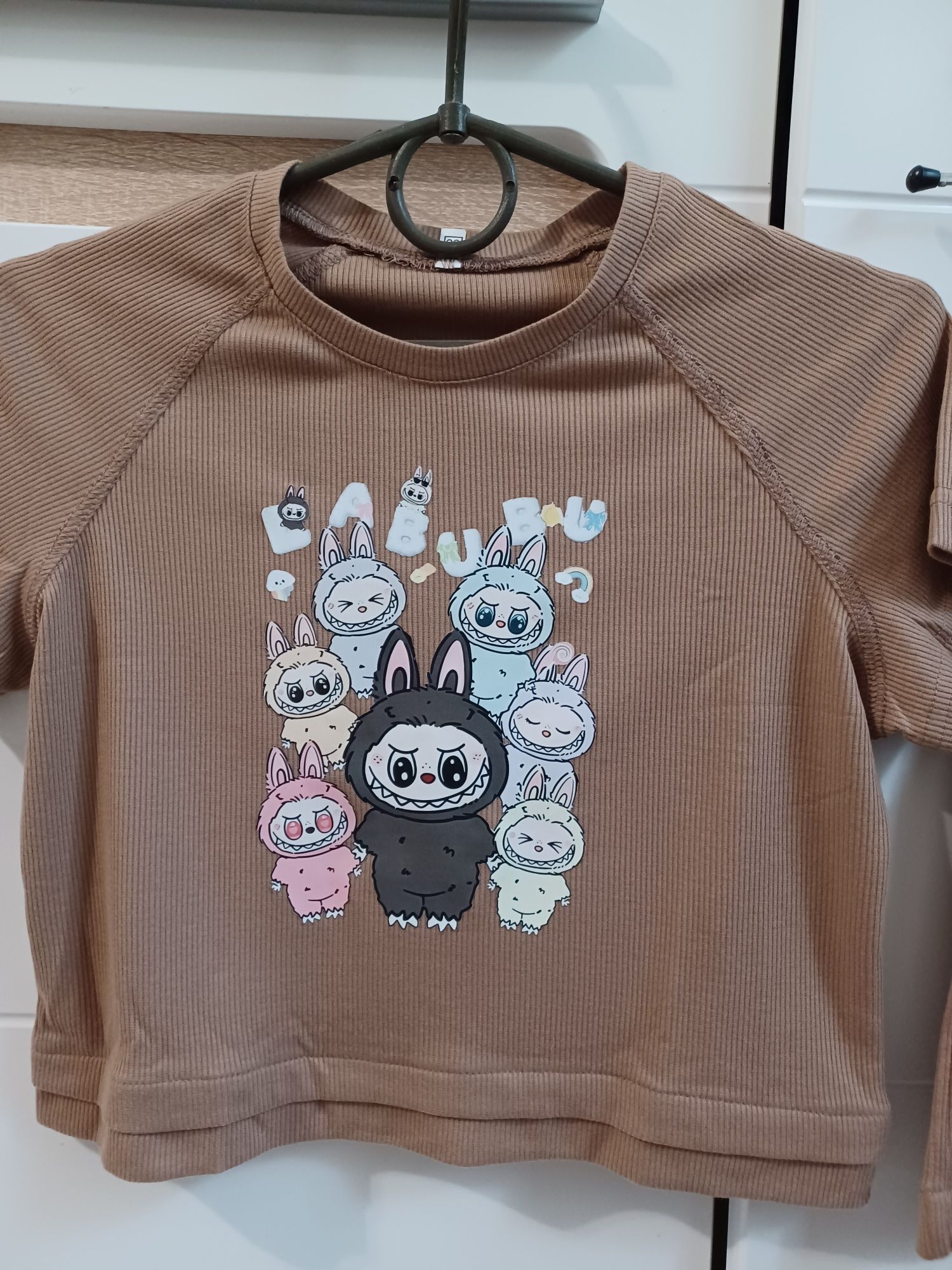 Костюм labubu в рубчик шорти і футболка топ лабубу