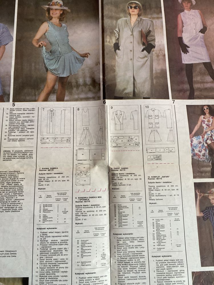 2x magazyn Kobieta Odzież Moda z 1989 z wykrojami