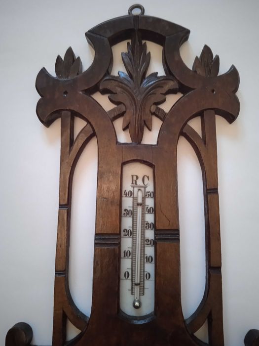 Stary secesyjny barometr z termometrem stacja pogody