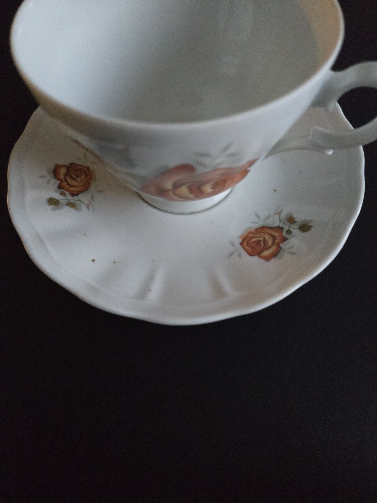 Zestaw 5 filiżanek porcelana Ćmielów róża