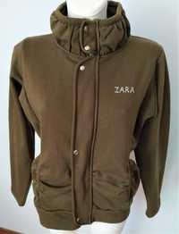 bluza damska zapinana ze stójką w kolorze khaki marki ZARA