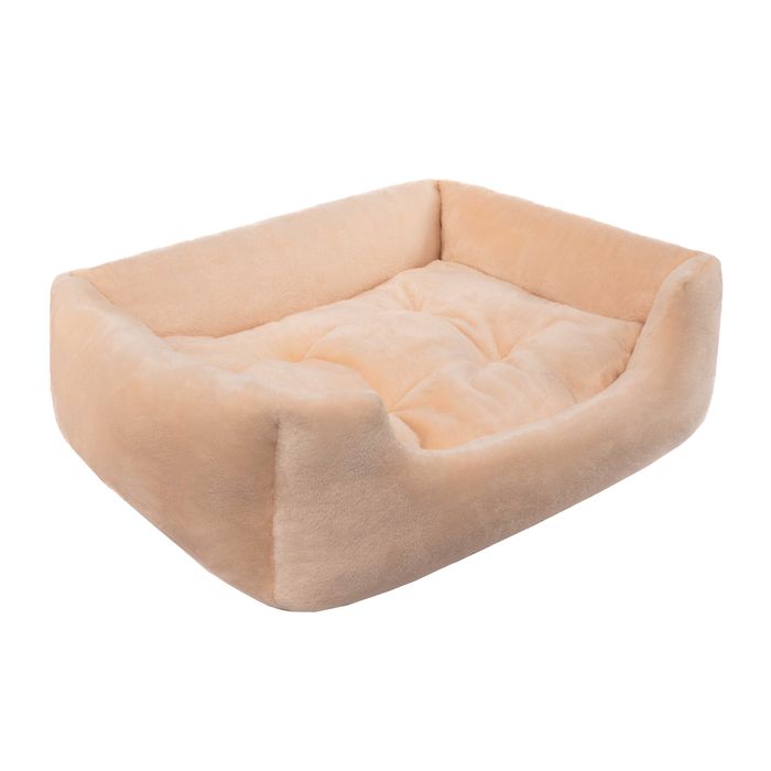 Лежанка відкрита плюшева для собаки або кота, S (38*48*12см), Карамель