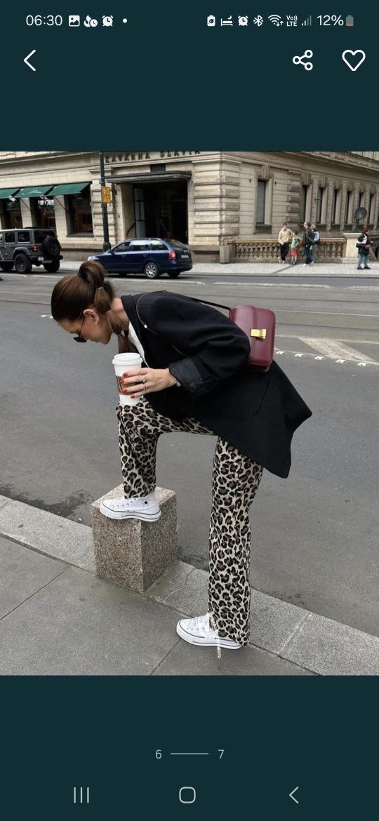 Spodnie w panterkę Zara r. M dzwony hit
