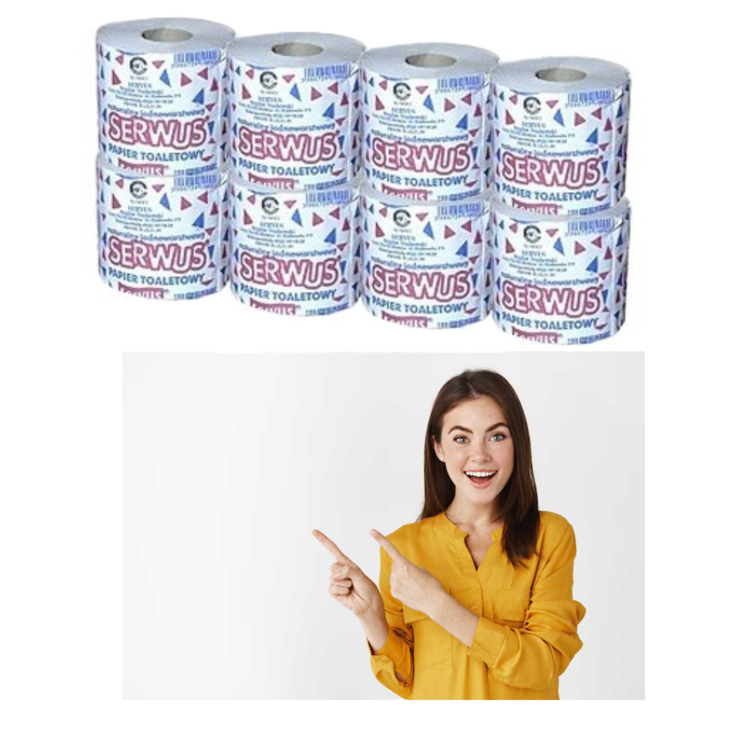 PAPIER toaletowy SZARY 100 % EKOLOGICZNY (8 rolek) x 8 opakowań SERWUS