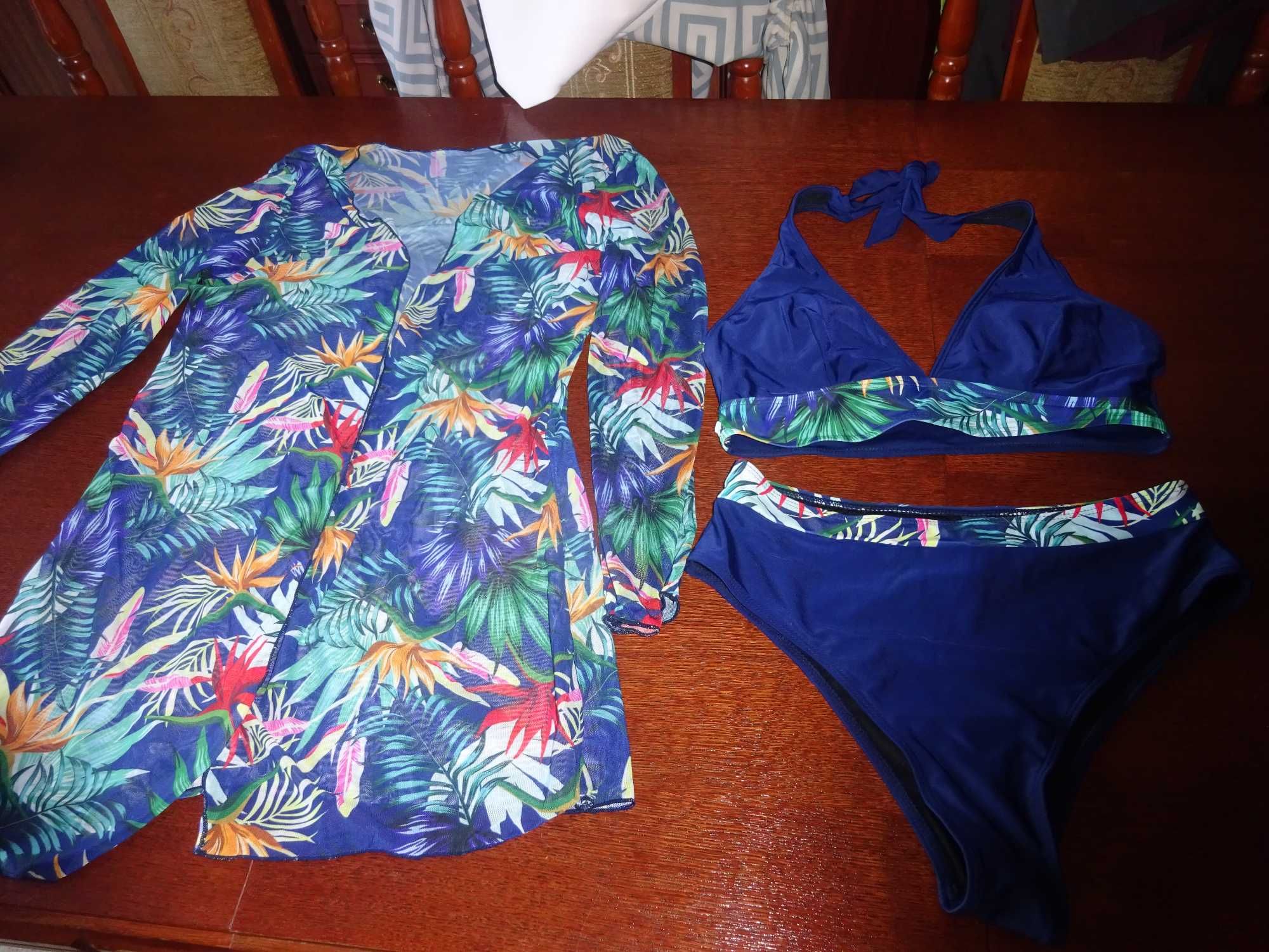 nowy Damski strój plażowy Komplet Bikini Tropikalny L 40 KIMONO